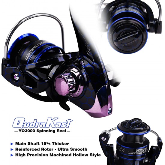 QudraKast Fishing Rod and Reel Combos, Unique Design with X-Warping Painting