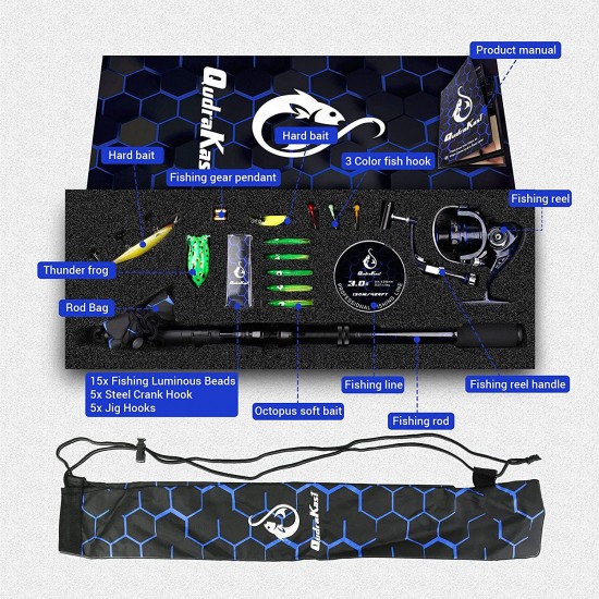 QudraKast Fishing Rod and Reel Combos, Unique Design with X-Warping Painting