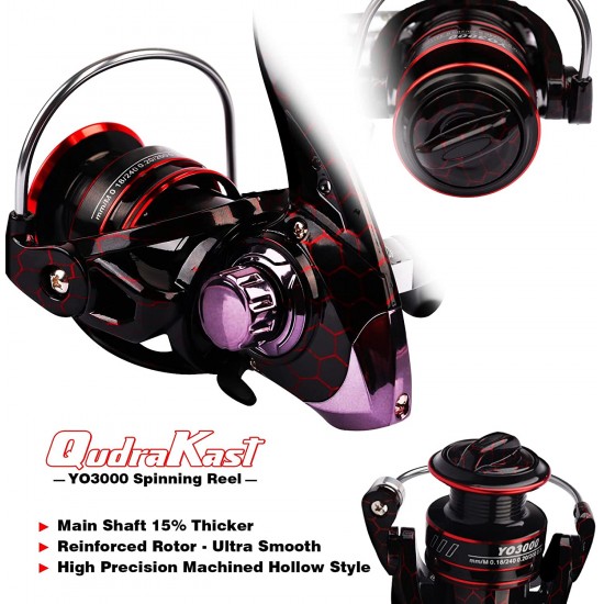 QudraKast Unique Design with X-Warping Painting, Carbon Fiber Telescopic Fishing Rod with Reel Combo