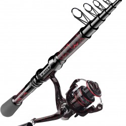 QudraKast High Carbon Fiber Telescopic Fishing Pole and 12+1 Full Metal Ultra Smooth Spinning Reel