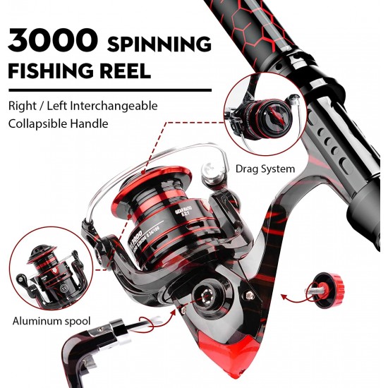 QudraKast 12+1 Full Metal Ultra Smooth Spinning Reel Combos with Carrier Bag