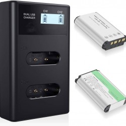 LCD Dual Charger with 2 pcs. replacement battery for NP-BX1
